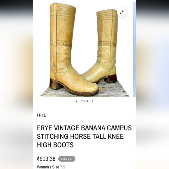 Vintage 70s Longhorn Stitched Campus Frye style Amber leather Western Boots 10 D - Picture 16 of 16